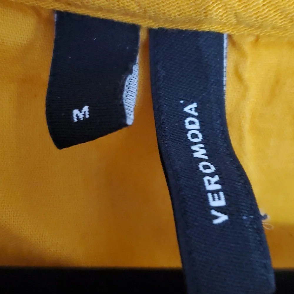 Vero Moda Yellow Button Up Square Neck Cotton Dress Size M Fall/Spring/Summer - Picture 2 of 9